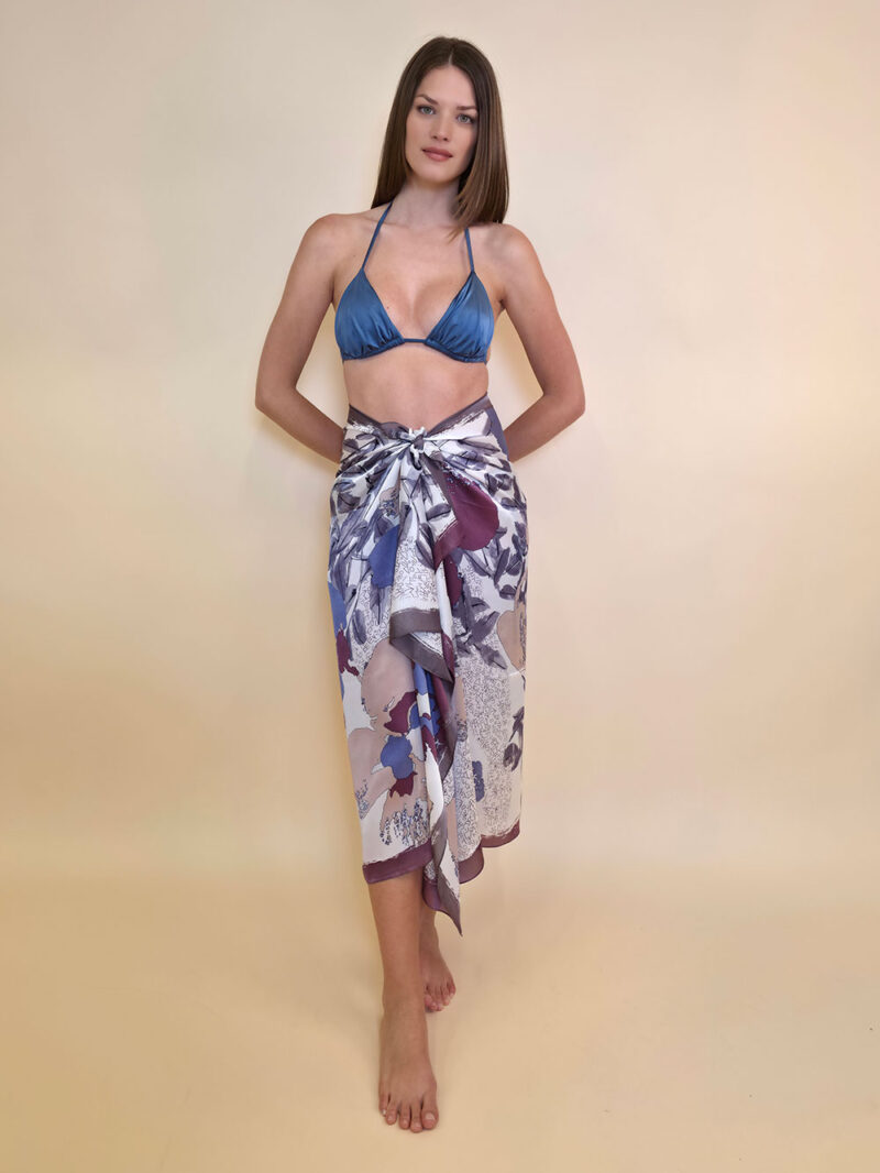 Šal/Pareo 12 - viscose Hieroglyphs/Big Flower - burgundy