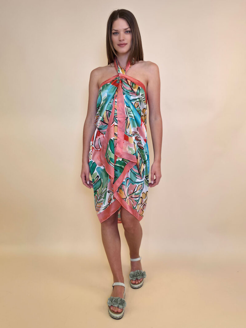 Šal/Pareo 12 - viscose Philodendron - red