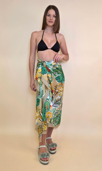 Šal/Pareo 12 - viscose Philodendron - beige