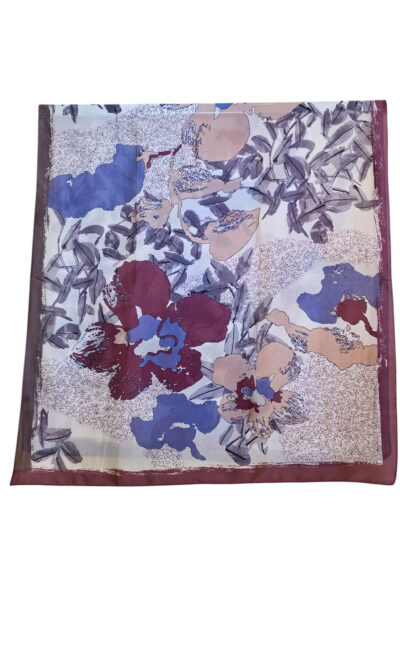 Šal/Pareo 12 - viscose Hieroglyphs/Big Flower - burgundy
