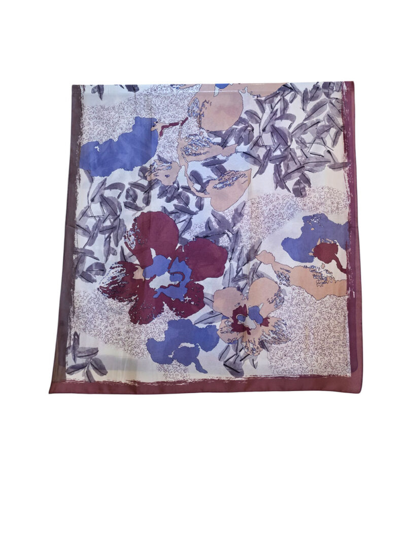 Šal/Pareo 12 - viscose Hieroglyphs/Big Flower - burgundy