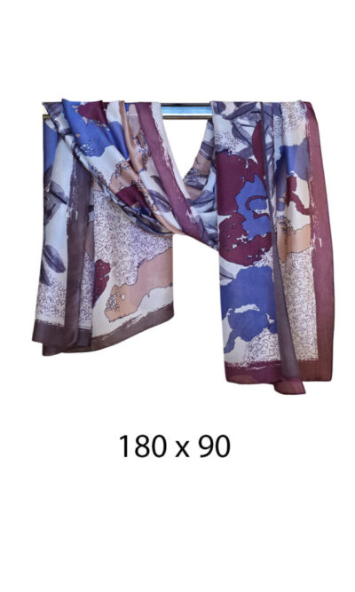 Šal/Pareo 12 - viscose Hieroglyphs/Big Flower - burgundy