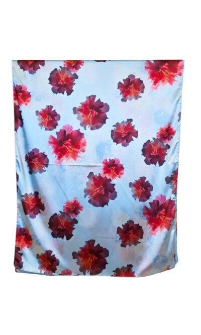 Šal 15 - double face saten 70x170 Red Flowers/Božuri
