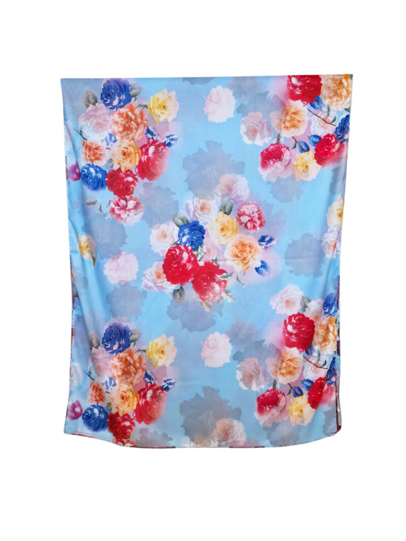 Šal 15 - double face saten 70x170 Božuri/Red Flowers