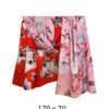 Šal 15 - double face saten 70x170 Peonies on Red/Pink flowers