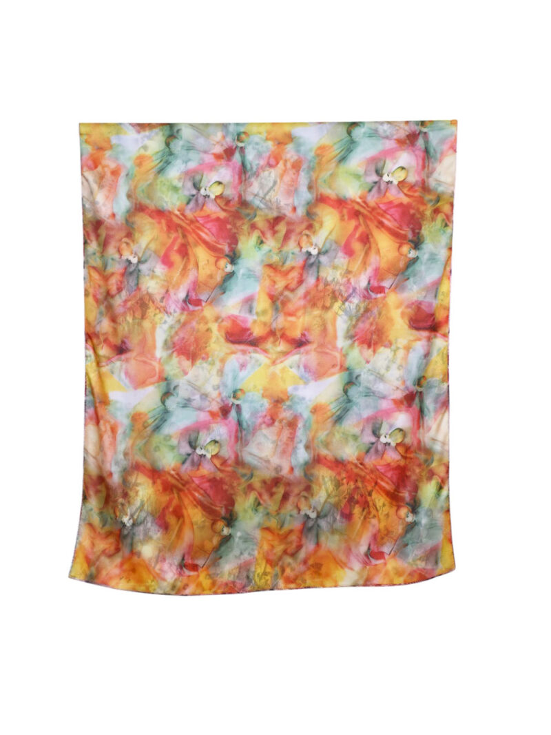 Šal 15 - double face saten 70x170 Small Pink Roses/Yellow Pastel