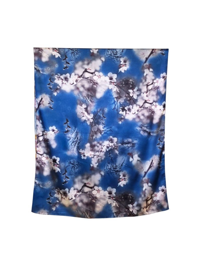 Šal 15 - double face saten 70x170 Cherry Blossom/Pastel flowers