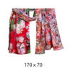 Šal 15 - double face saten 70x170 Magnolias on Red/Pink Blossom