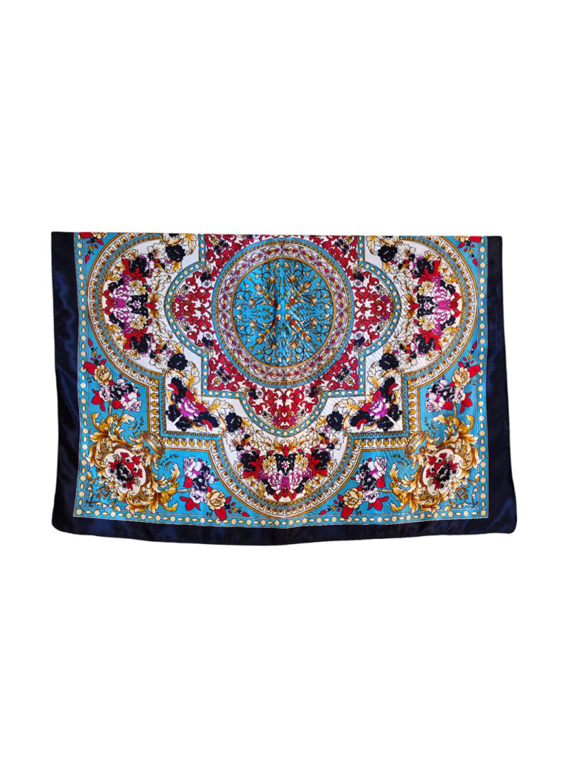 Šal 11 - silk/viscose 90x90 Floral Arabesca - navy
