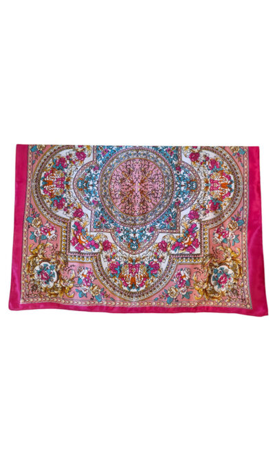 Šal 11 - silk/viscose 90x90 Floral Arabesca - pink