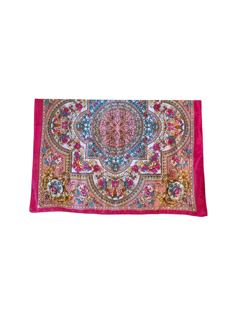 Šal 11 - silk/viscose 90x90 Floral Arabesca - pink