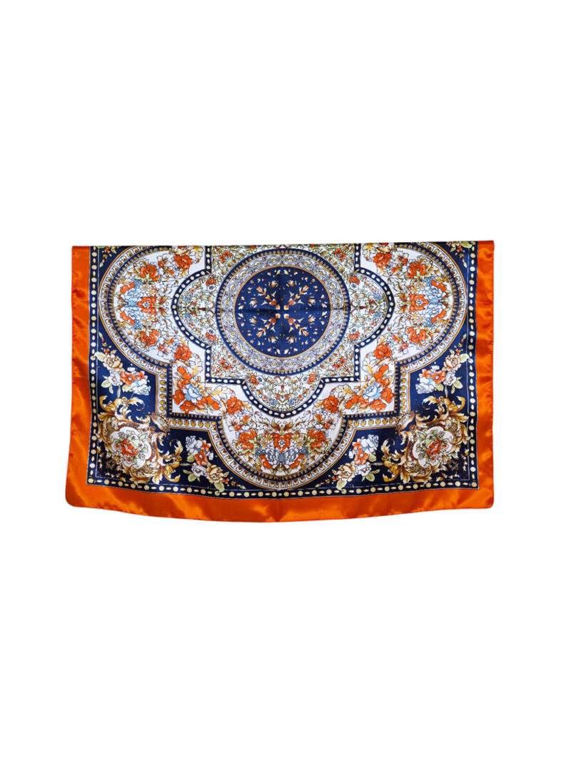Šal 11 - silk/viscose 90x90 Floral Arabesca - orange