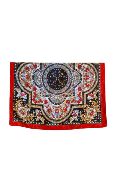 Šal 11 - silk/viscose 90x90 Floral Arabesca - red