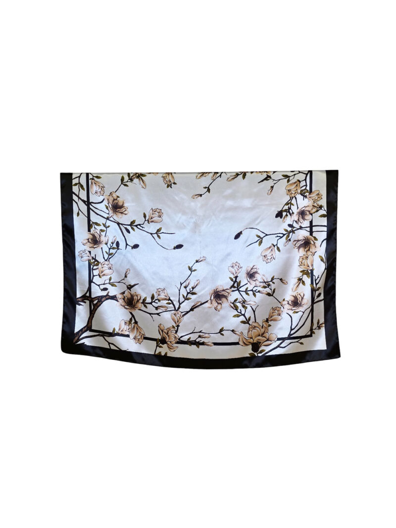 Šal 11 - silk/viscose 90x90 Magnolias - beige