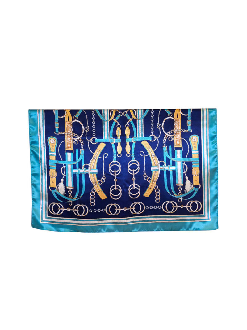 Šal 11 - silk/viscose 90x90 Belts/Chains - navy/aqua