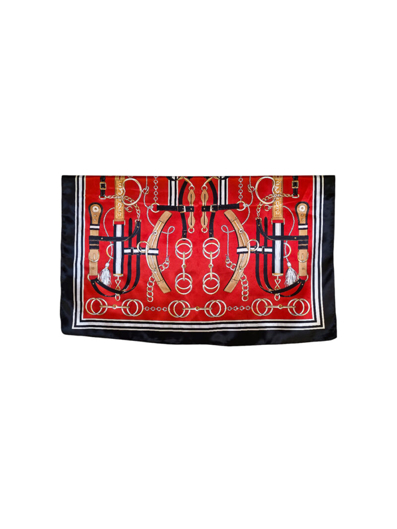 Šal 11 - silk/viscose 90x90 Belts/Chains - red/black