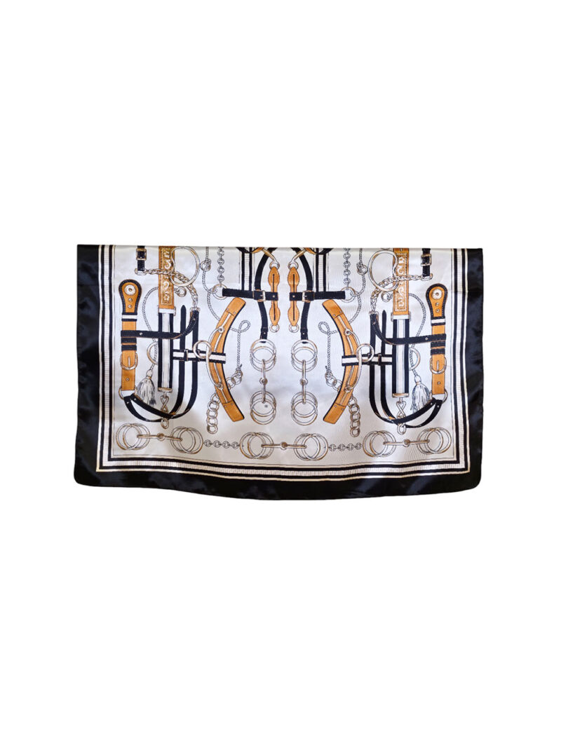 Šal 11 - silk/viscose 90x90 Belts/Chains - beige/black
