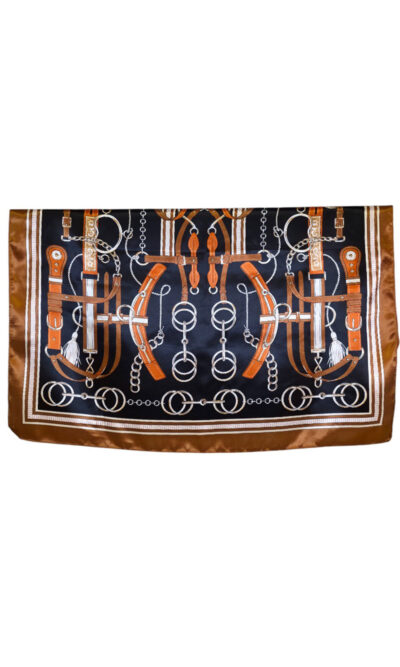 Šal 11 - silk/viscose 90x90 Belts/Chains - black/brown