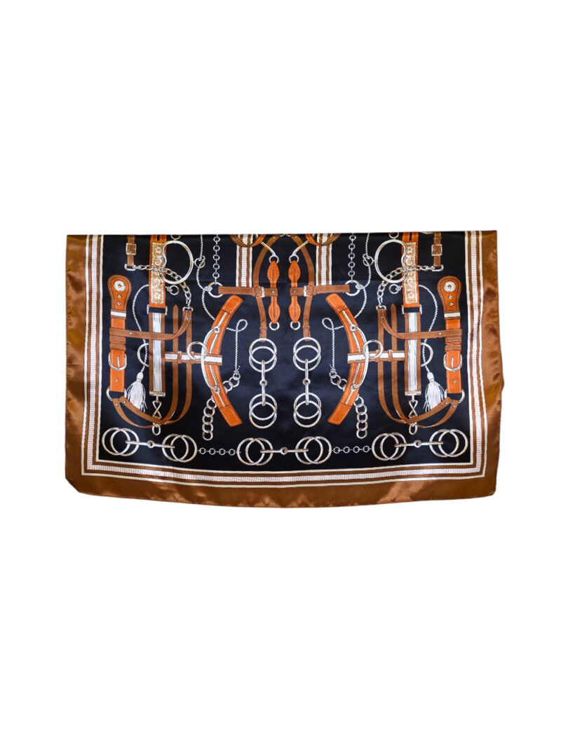 Šal 11 - silk/viscose 90x90 Belts/Chains - black/brown