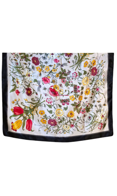 Šal 11 - silk/viscose 90x90 Butterflies - beige