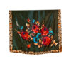 Šal 11 - silk/viscose 90x90 Roses/Animal - b.green