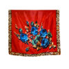 Šal 11 - silk/viscose 90x90 Roses/Animal - red