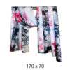 Šal 15 - double face saten 70x170 Pink Flowers/Blue Leaves