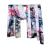 Šal 15 - double face saten 70x170 Pink Flowers/Blue Leaves