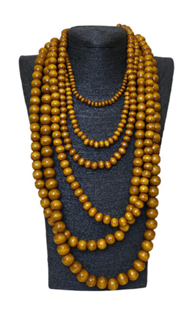 Ogrlica 34 - E wooden pearls x6 - senape