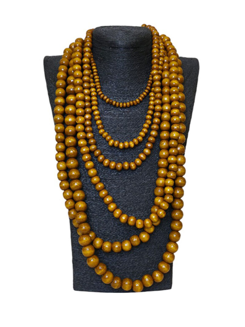 Ogrlica 34 - E wooden pearls x6 - senape