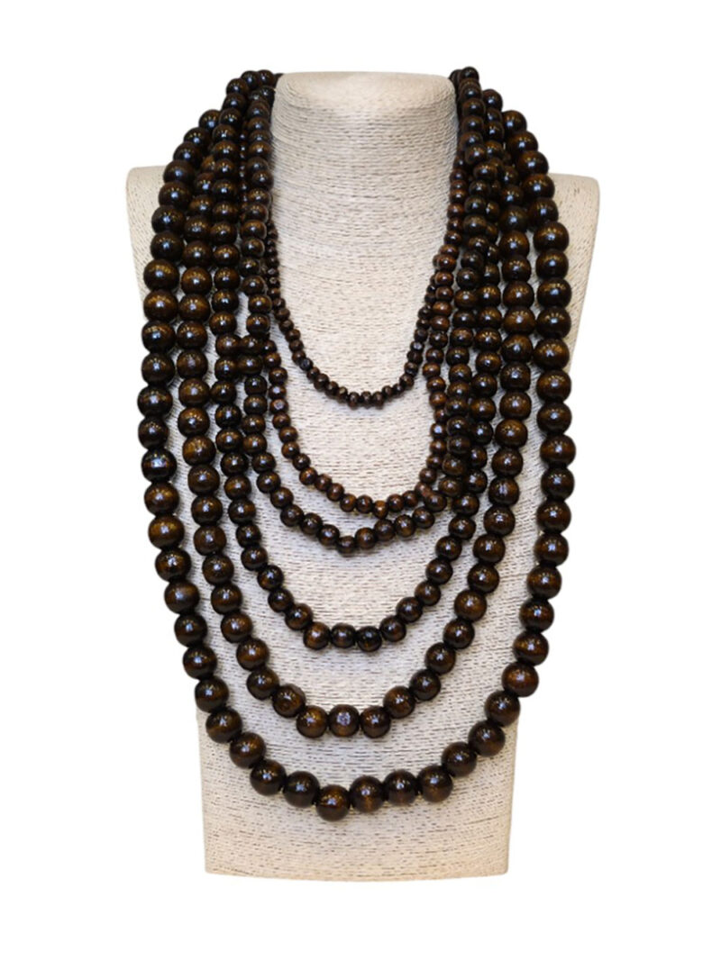 Ogrlica 34 - E wooden pearls x6 - coffee