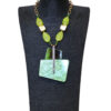 Ogrlica 32 - E medallion asymmetric - green