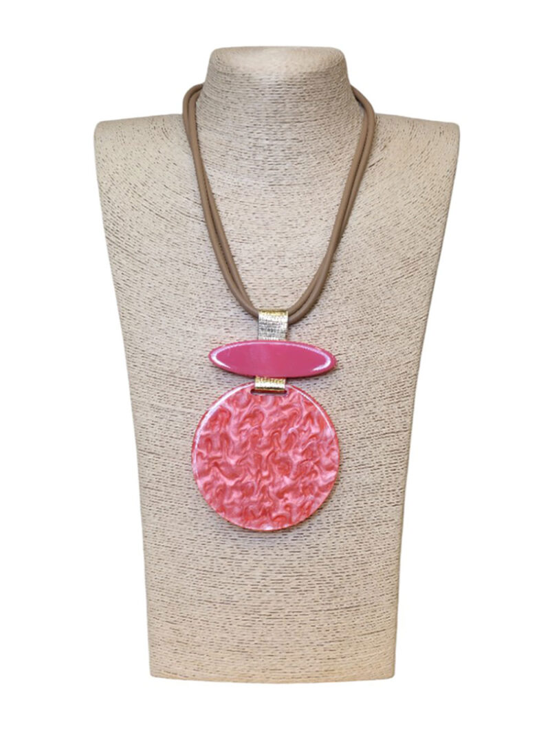 Ogrlica 32 - E medallion big - pink