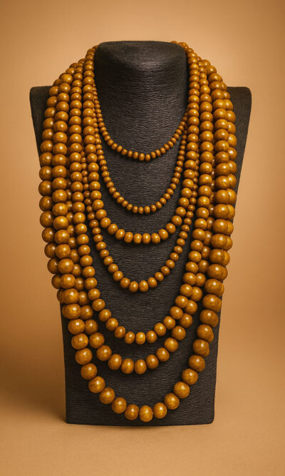 Ogrlica 34 - E wooden pearls x6 - senape