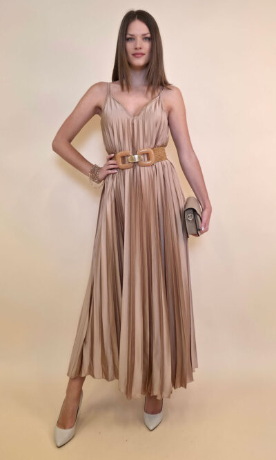 Haljina 37 Atlanta - saten UN plisse - beige