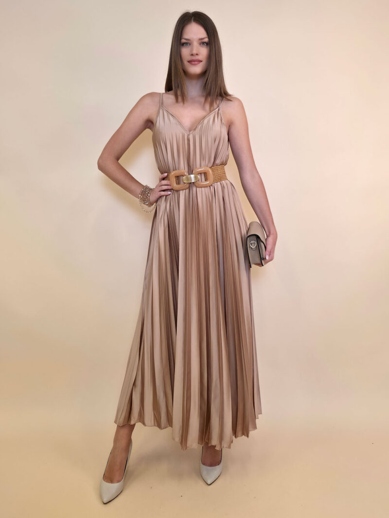 Haljina 37 Atlanta - saten UN plisse - beige