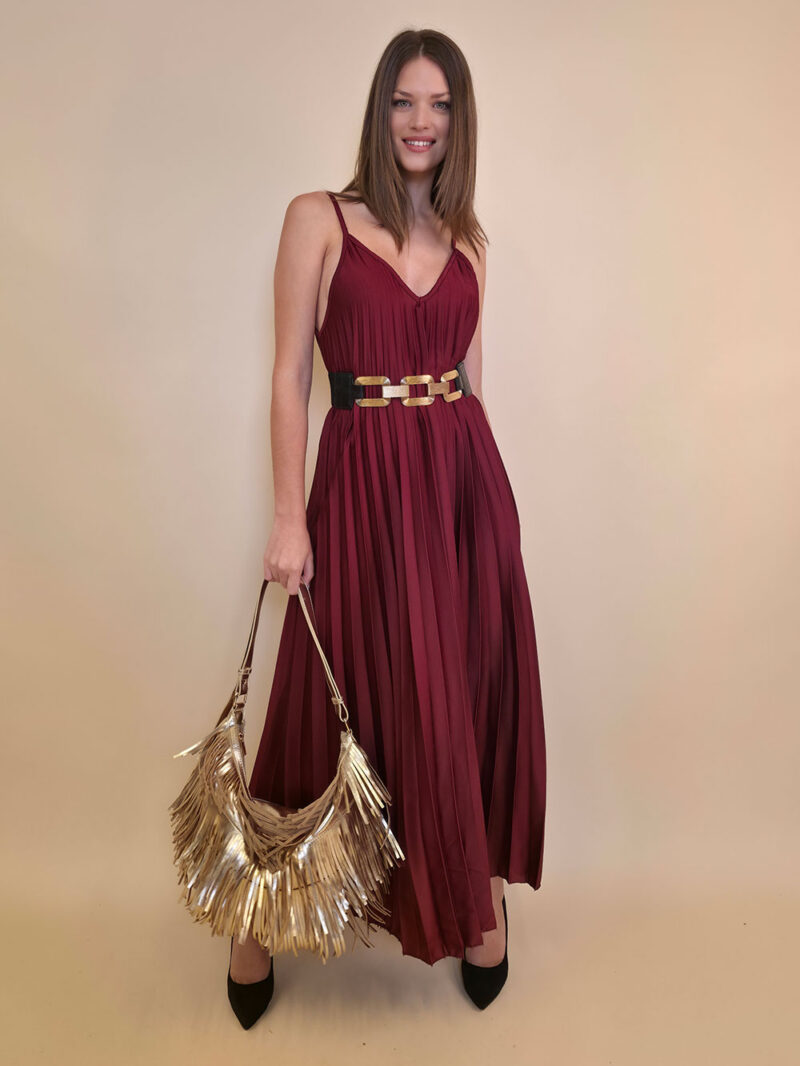 Haljina 37 Atlanta - saten UN plisse - burgundy