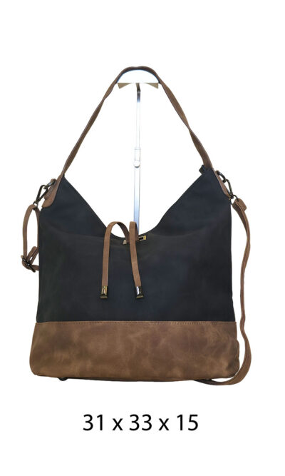 Torba 42 - vreća suede bicolor - black/camel