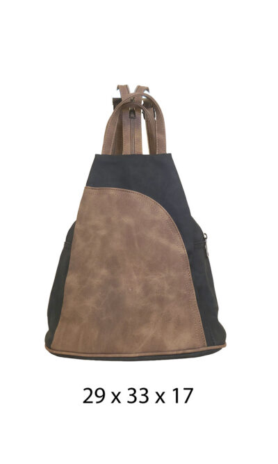 Torba 34 - ruksak suede bicolor - black/camel