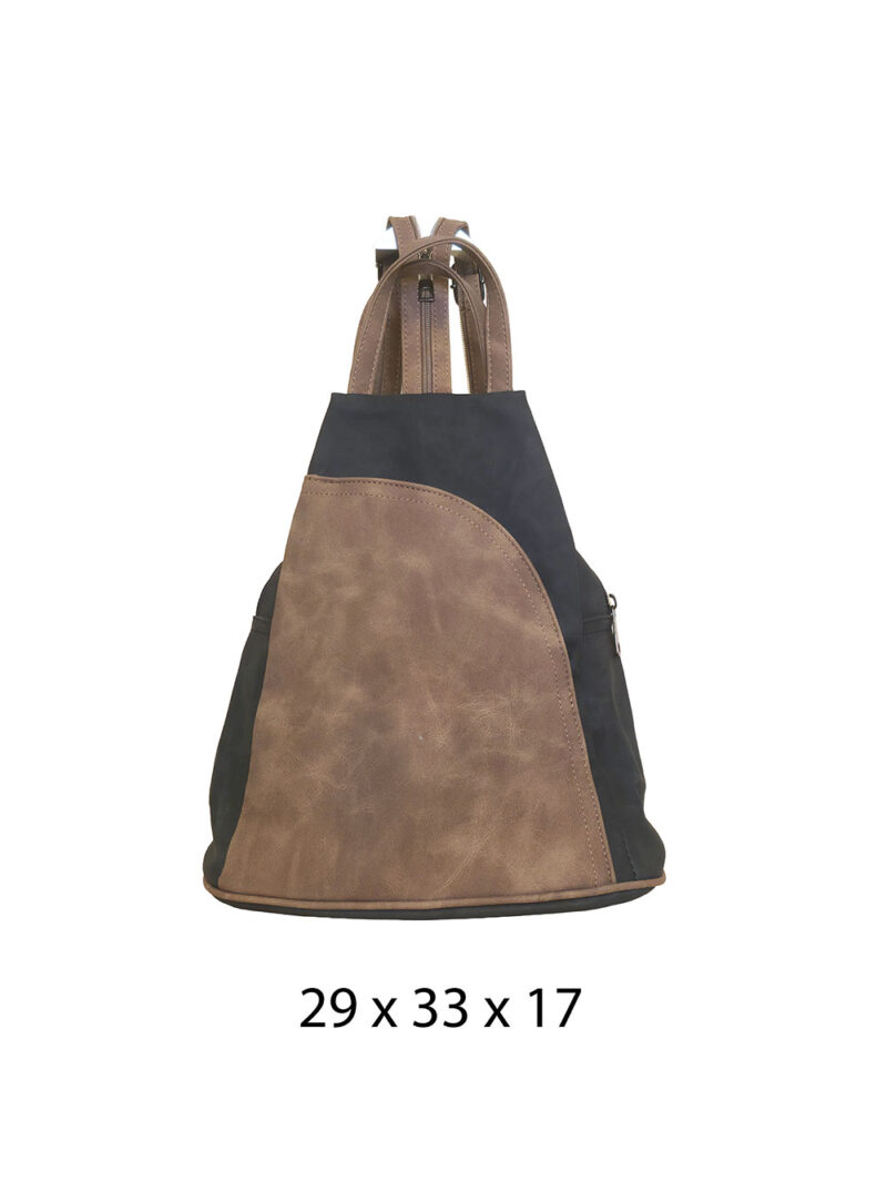 Torba 34 - ruksak suede bicolor - black/camel
