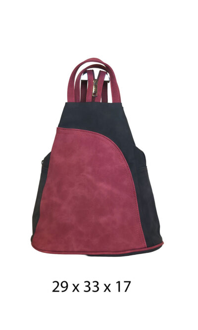 Torba 34 - ruksak suede bicolor - black/red