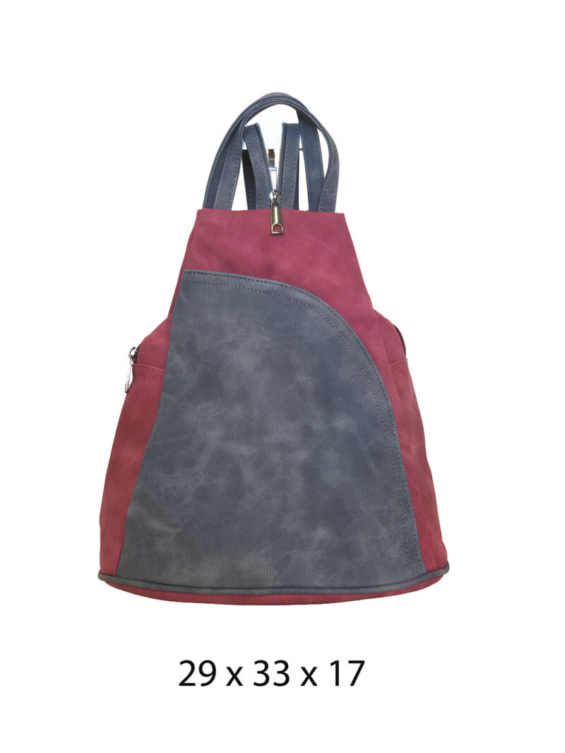 Torba 34 - ruksak suede bicolor - red