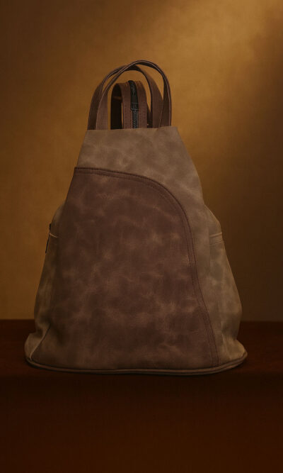 Torba 34 - ruksak suede bicolor - khaki