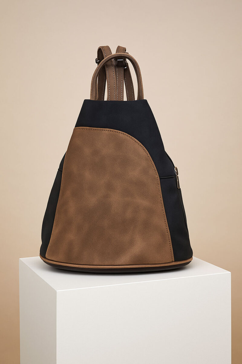 Torba 34 - ruksak suede bicolor - black/camel