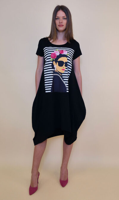 Haljina 27 Yavari - kratki rukav - black - Frida Pruge