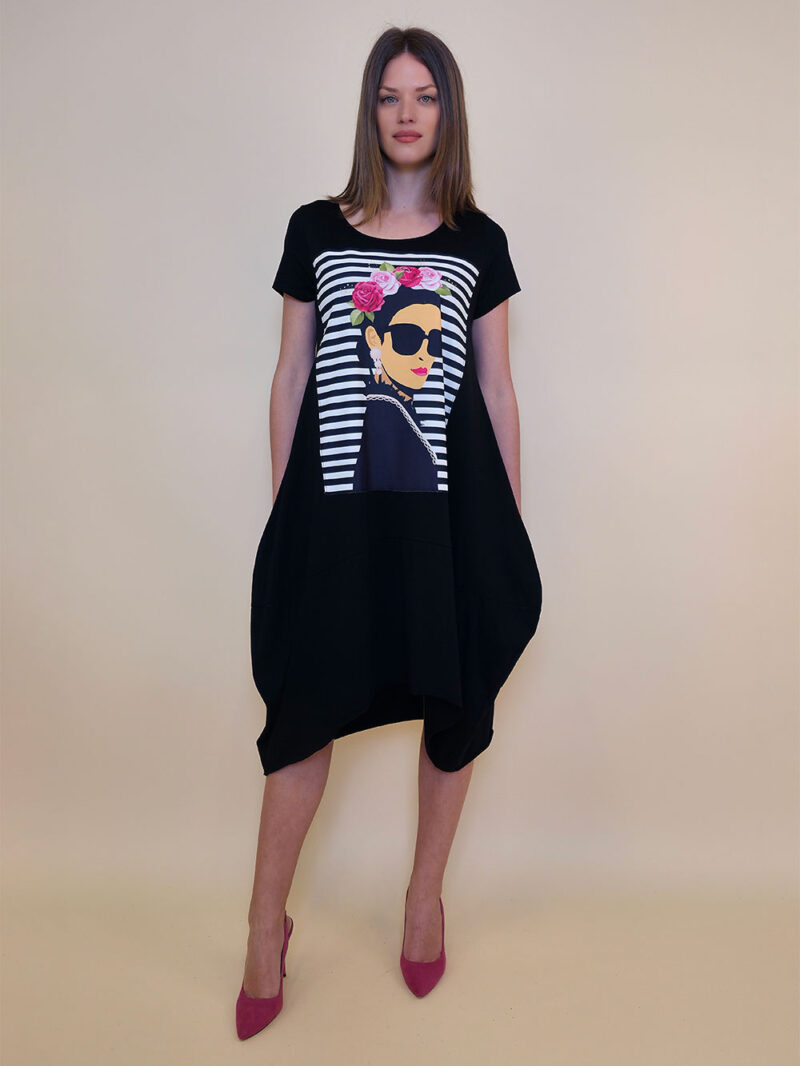 Haljina 27 Yavari - kratki rukav - black - Frida Pruge
