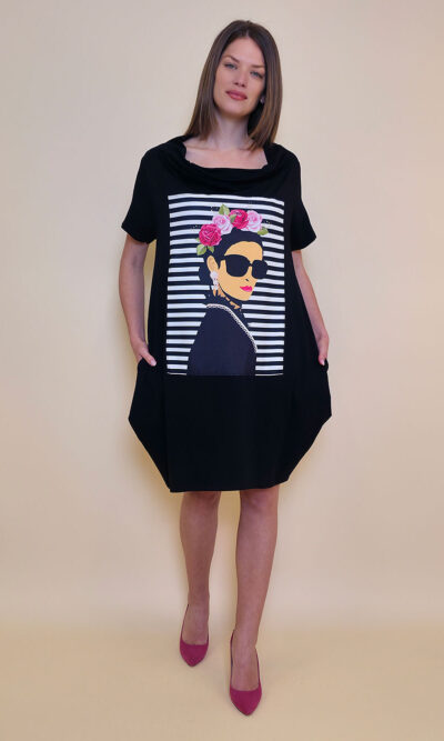 Haljina 29 ElDorro - kratki  rukav - black - Frida Pruge