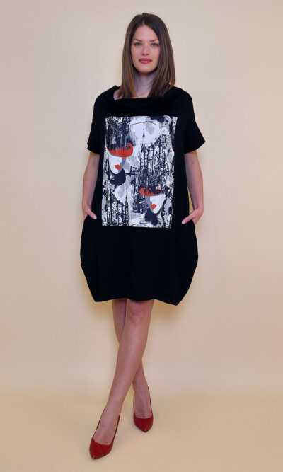 Haljina 29 ElDorro - kratki rukav - black - Grad lice