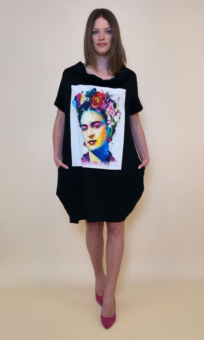 Haljina 29 ElDorro - kratki  rukav - black - Frida Aquarelle