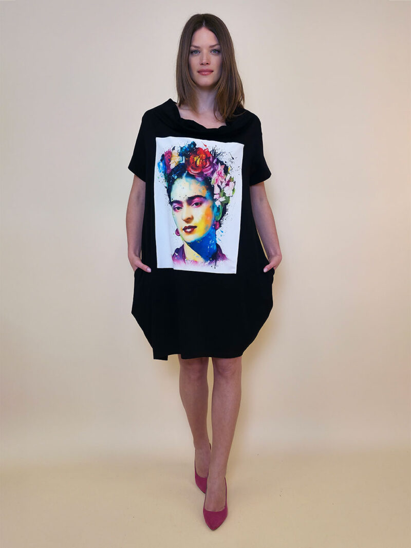 Haljina 29 ElDorro - kratki  rukav - black - Frida Aquarelle